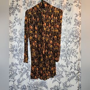 Zara woman keyhole bow pleated floral babydoll mindless small vintage